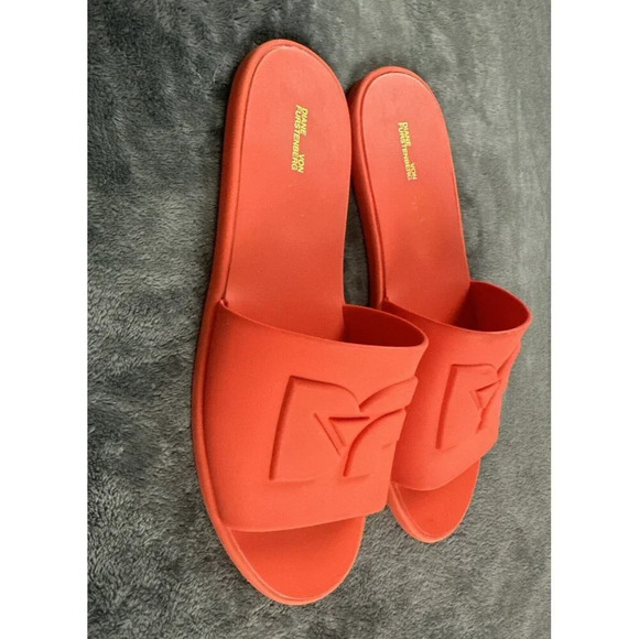 Diane Von Furstenberg "Kellan" Orange Rubber Slide Sandals w/Logo 8M MSRP $200 - Picture 15 of 16